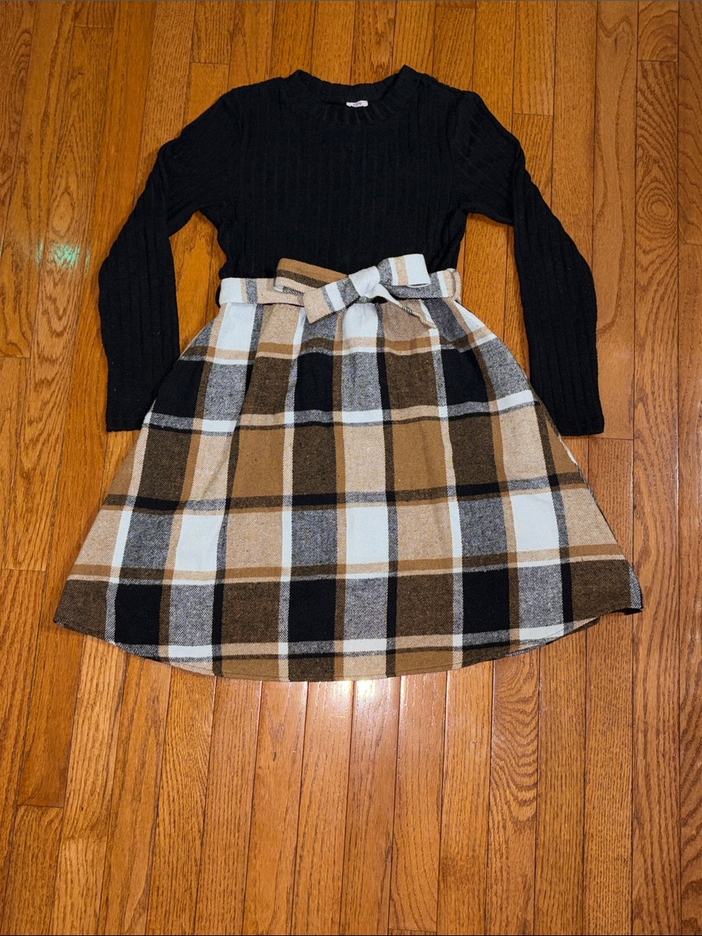 Black with Brown Plaid Dress